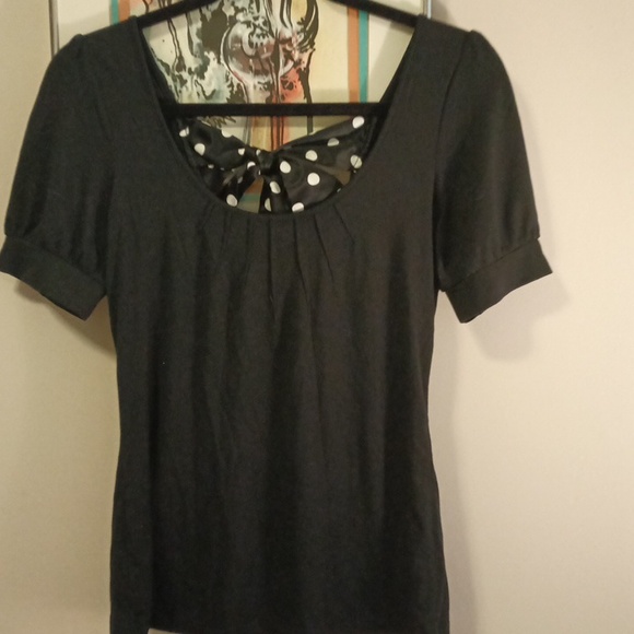 LOFT knit top with attached tie/bow - Picture 1 of 8